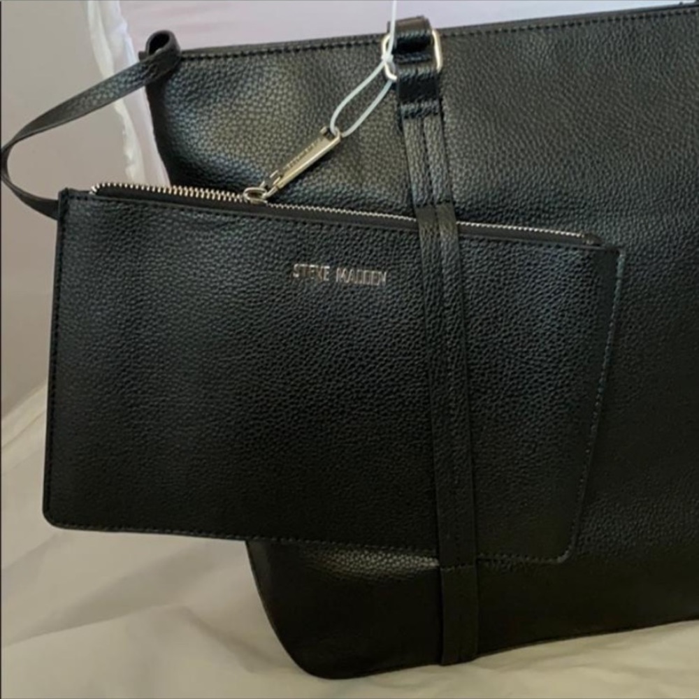 STEVE MADDEN TOTE SHOULDER HANDBAG WORK BAG BLACK - Picture 3 of 10